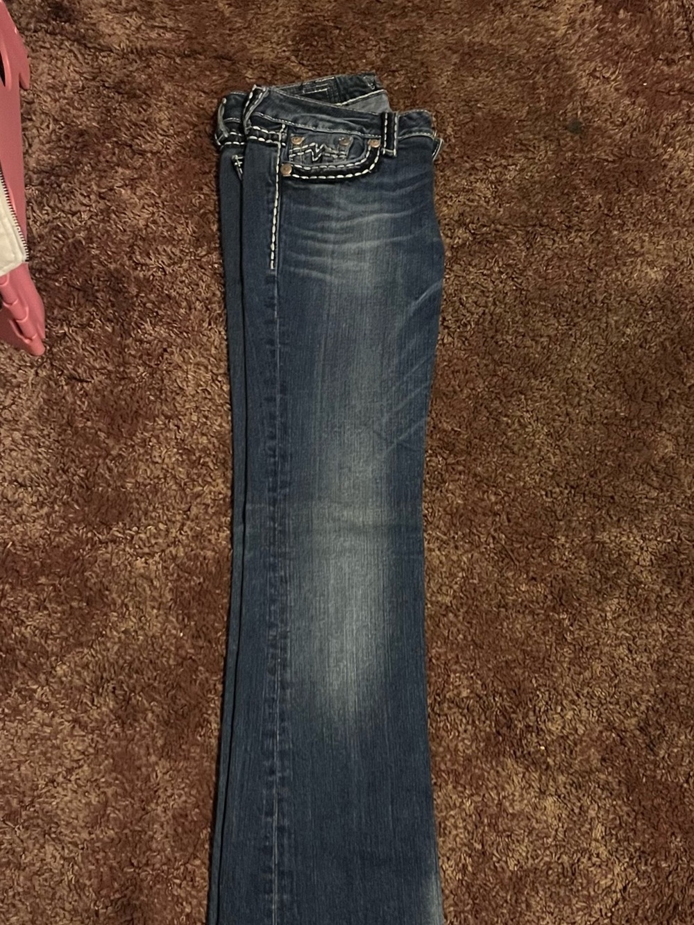 Miss Me Boot-Cut Dark Blue Jeans with Embroidered Belt Loop